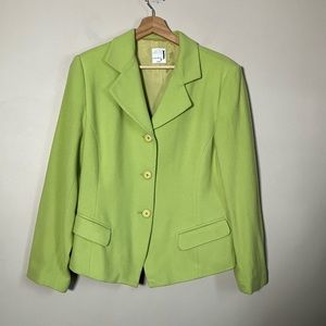 Studio J Wool Cashmere Blend Blazer Jacket collared lime green brat
